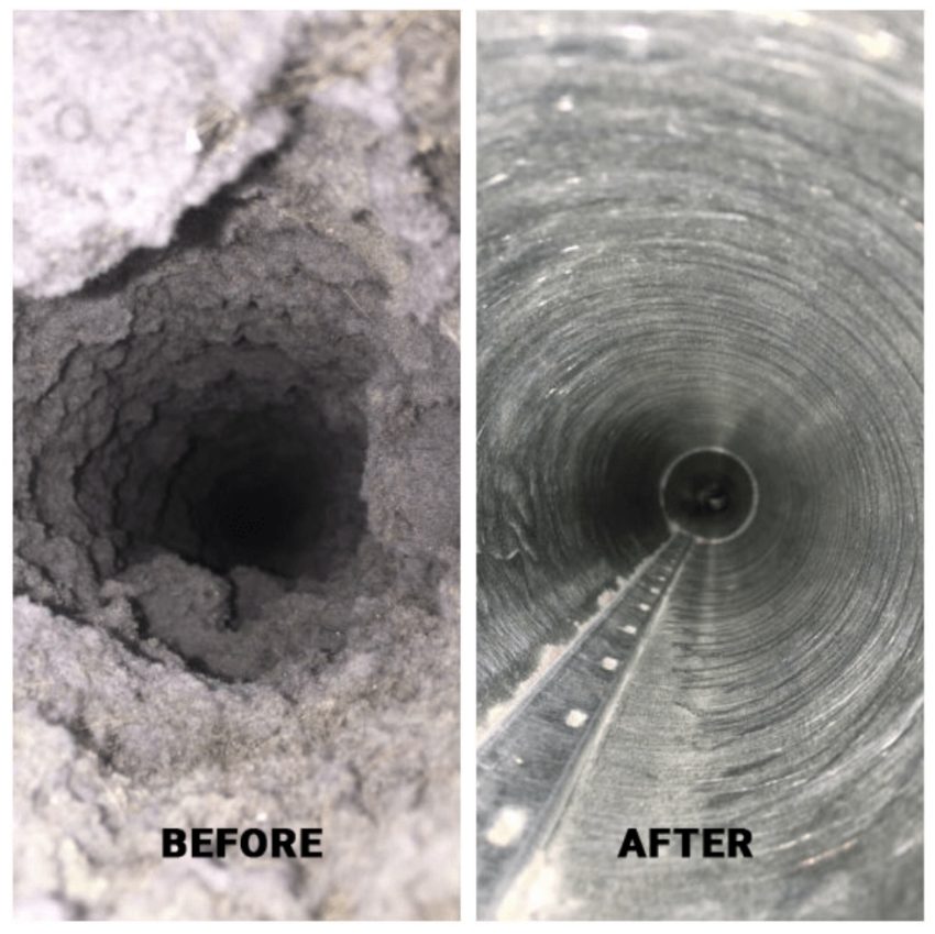 dryer vent cleaning before and after